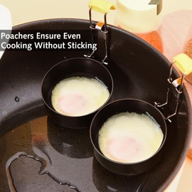 2 Pack Stainless Steel Egg Poacher, Collapsible Hang Ear Egg Boiler Egg Rings Non-Stick Egg Poacher Pan Poached Egg Maker for Perfect Poached Eggs