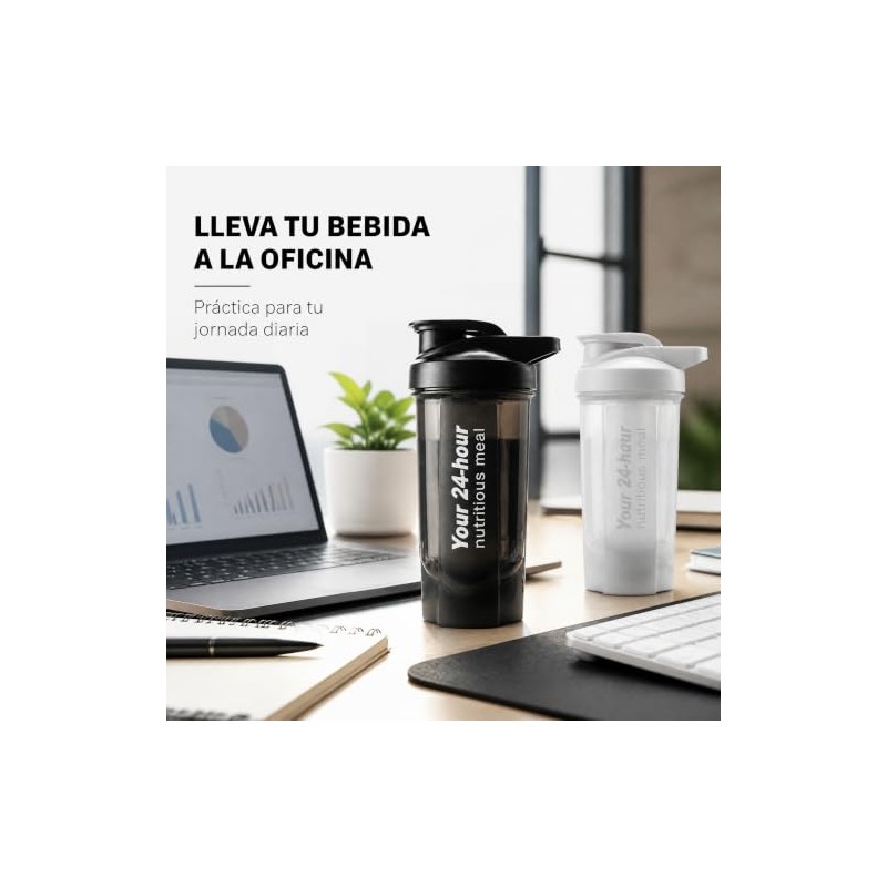 (2 piezas) 500ML Botella para Proteina de Coctelera，Botella Deportiva de