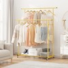 Calmootey Double Rod Clothing Garment Rack,Rolling Hanging Clothes Rack,Portable Clothes