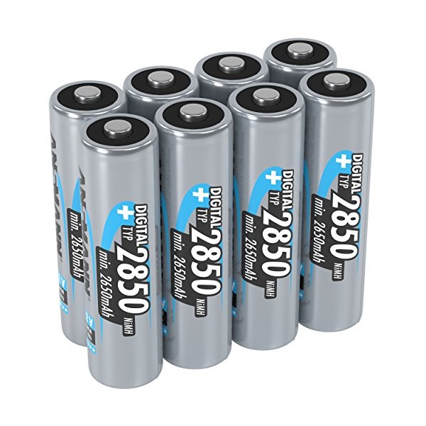 ANSMANN AA Rechargeable Batteries 2850mAh high-Capacity high-Rate Rechargeable NiMH AA Batteries for Flashlight, Camera, Radio etc. (8-Pack) (5035092-590)