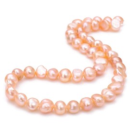 BEADIA Natural Pearl Beads Side Hole 6-7mm Pink Freshwater Cultured Loose Gemstone Beads for DIY Jewelry Making 13.8''/Strand