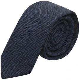 King & Priory - Corbata de espiga azul y negro, Azul, Talla única