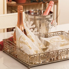 Mank Airlaid Napkins 40 x 40 cm | Premium Disposable Napkin | Textile-like and Absorbent | Perfect for New Year's Eve, Events & Parties | 12 o´clock