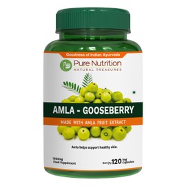 Pure Nutrition Amla Capsules (Indian Gooseberry) 1000 mg per Serving | 120 Veg Capsules | Amla Fruit Extract 500 mg + Powder 500 mg | Standardized Extract | Non-GMO Herbal Supplement
