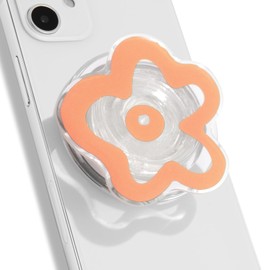 OnTheGrip Cute Transparent Daisy Flower Shape Design Mobile Phone Grip Compatible with Magsafe Multi Functional Collapsible Stand Holder for Smartphone Tablet Cell Phone Accessory (Coral)