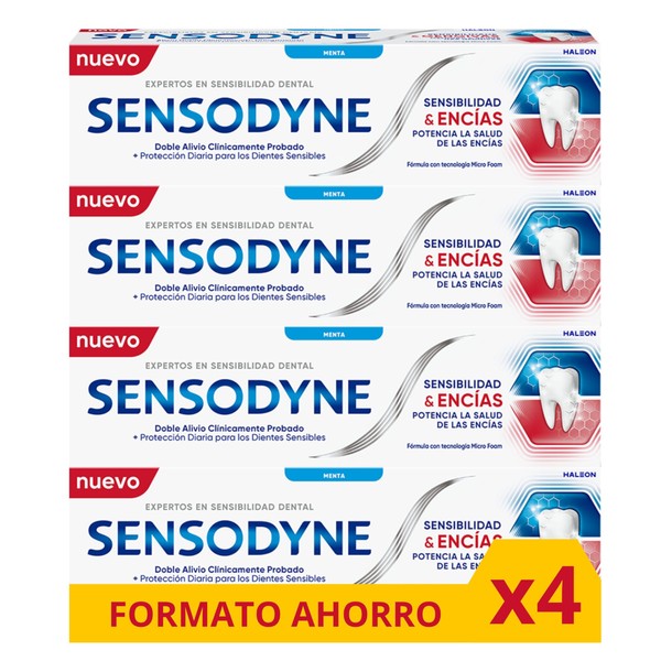 Sensodyne Sensitivity and Gums Toothpaste with Fluorine, Relief for Sensitive Teeth and Improving Gum Health, Pack of 4 x 75 ml