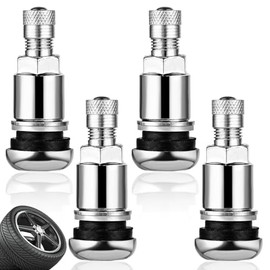 Set of 4 metal valves, car valves, tyre valves, silver tyre valves, metal valves for alloy wheels, car tyre valves, 17 mm rim valves, universal rim valves, for car, motorcycle, bicycle