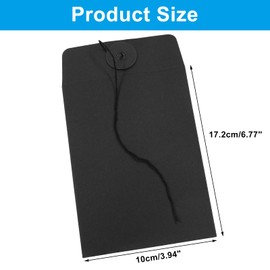 Piutouyar 20 Pcs String Tie Closure Kraft Paper Envelope, 14x10cm/5.51x3.94inch Vintage Black Envelopes Square Small Envelopes for Photo Card Document Coin Stamp Organizer Office