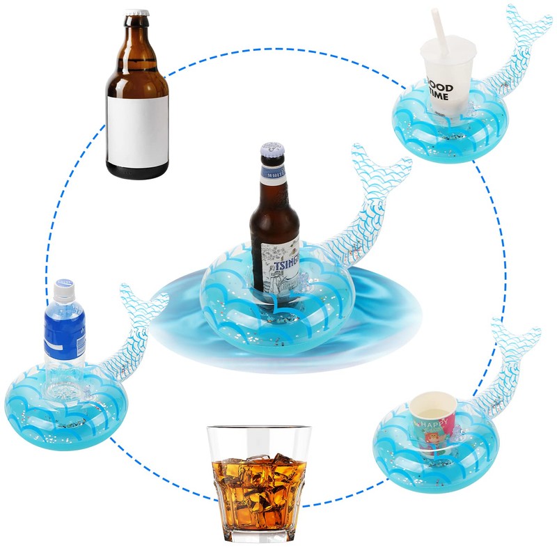 6 Pack Inflatable Mermaid Drink Holder, LIYDE Drink Floaties Floating