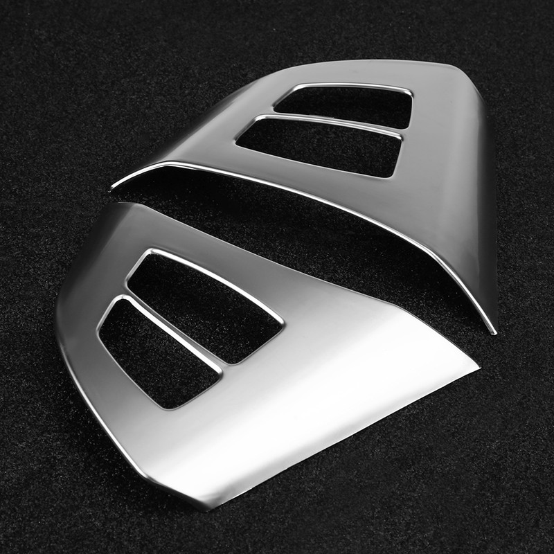 2pcs Chrome Steering Wheel Button Frame Decoration Cover Trim for