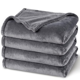 PHF Ultra Soft Fleece Blanket Double Size 150 x 200cm, No Shed No Pilling Luxury Plush Cozy Flannel 280GSM Lightweight Throw Blanket for Bed, Couch, Chair, Sofa Suitable for All Season, Grey