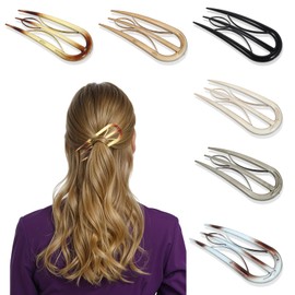 6PCS French Hair Pins for Women Plastic French Twist Pins Wavy 3 Inner Teeth Design Hairpin Spiral Updo Chignon Large Styling Pin for Thin Thick Hair Flexible Styling Hairs Accessories