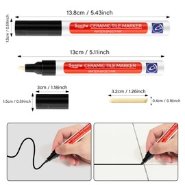 Tile Grout Pen Restorer, 8Pcs Black Wall Repair Pens, Renew Wall Floor Grout Restorer Pen for Restoring Tile Floor Kitchen, Bathroom
