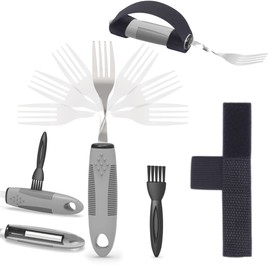 PKPKAUT Tenedores doblables/ponderados para temblores de mano, tenedor adaptativo para pacientes con Parkinson, tenedor curvado Parkinson para agitar las manos, tenedor de artritis en ángulo Liftware para adultos discapacitados ancianos