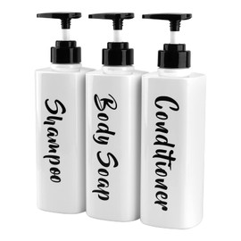 ILIKEPOW Pack of 3 Pump Dispenser, 500 ml Soap Dispenser Pump Bottles, Shower Gel Dispenser Bottle for Filling, Refillable Lotion Dispenser for Shower, Lotions, Shampoos, White