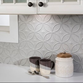 FASÄDE Rings Decorative Vinyl Backsplash 15 sq ft Kit in Brushed Nickel