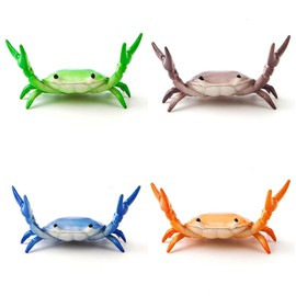 4 PCS Cute Weightlifting Crab Pen Holder - Japanese Style Creative Desk Organizer, Colorful Crab Figurine Pencil Storage for Office Home Decor, Unique Gift for Coworkers Students
