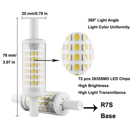 R7S 78mm LED Bulb 8W, Dimmable J Type Double Ended Flood Light (80W Halogen T3 Replacement), 120V, 800 lm, Wall Security Floor Standing Torchiere Lamp for Work and Home, Pack of 2 (6000K Cool White)