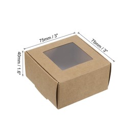 PATIKIL 3"x3"x1.5" Paper Soap Box with Window, 30 Pack Homemade Soap Boxes Square Presents Packaging Boxes for Birthday Christmas DIY Craft, Brown