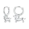 Dachshund Dog Dangle Drop Earrings - 925 Sterling Silver Huggie