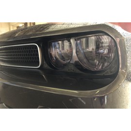 Luxe Auto Concepts 2008-14 Dodge Challenger Head Light Tint Kit | Exact Cut Mid Smoke Vinyl Overlays for '08-'14 Dodge Challenger Headlight | Tinted Dry Application LightWrap Film…