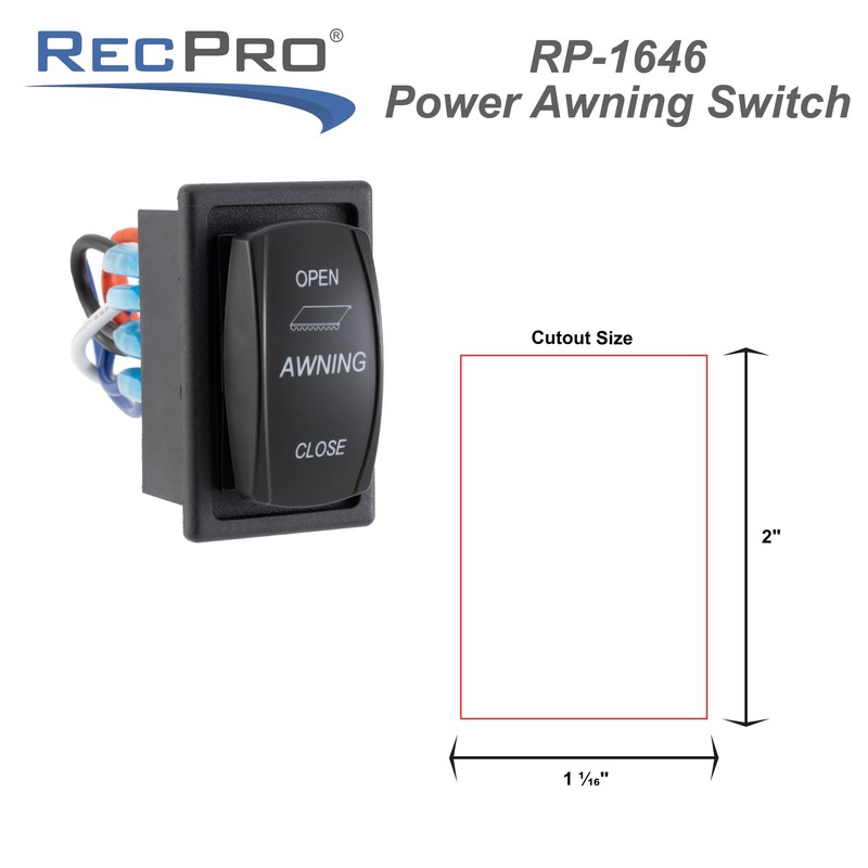 RecPro RV Replacement Awning Switch | 12V DC | 2"