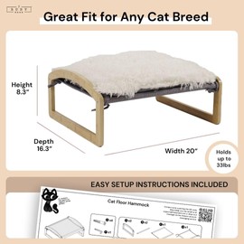 7 Ruby Road Large Cat Hammock Bed with Two Washable Covers for All Seasons - Wooden, Elevated Cat Beds for Indoor Cats, Dogs, Rabbit and Small Pets, 20 X 16.3 X 8 Inch Pet Furniture