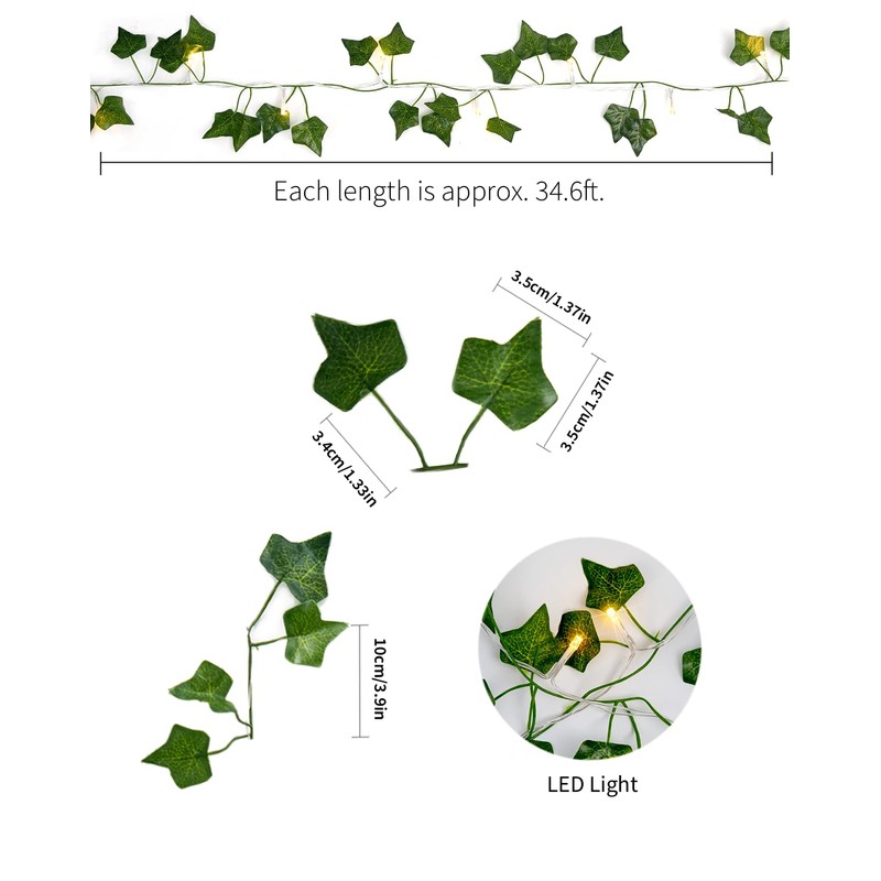 JMEXSUSS 100 LED Vines with Lights Plug in, Ivy Vines