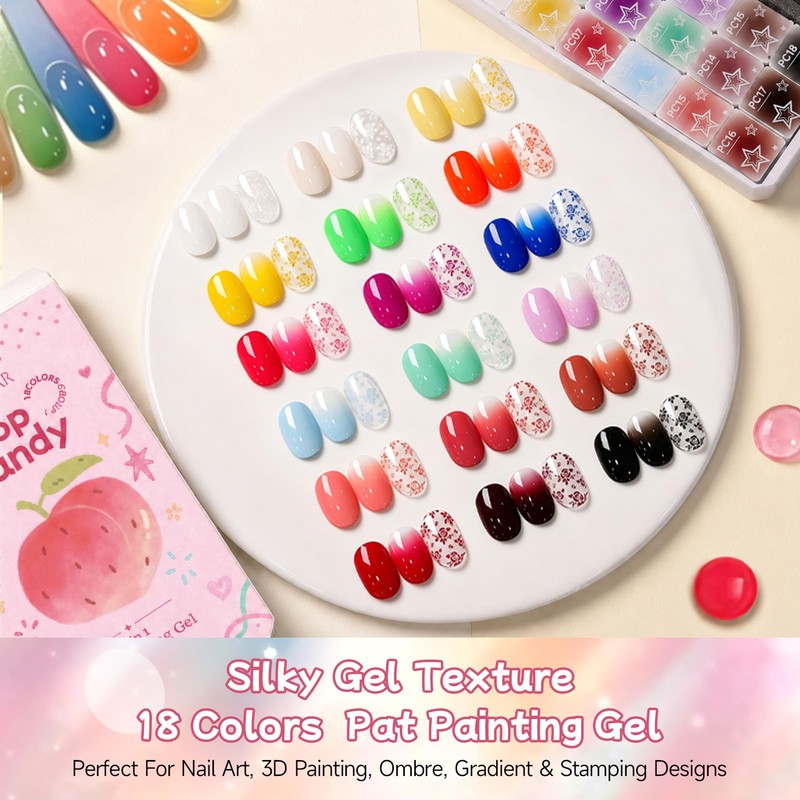 18 Colors Sponge Paint Patting Gel Polish & Tools Kit