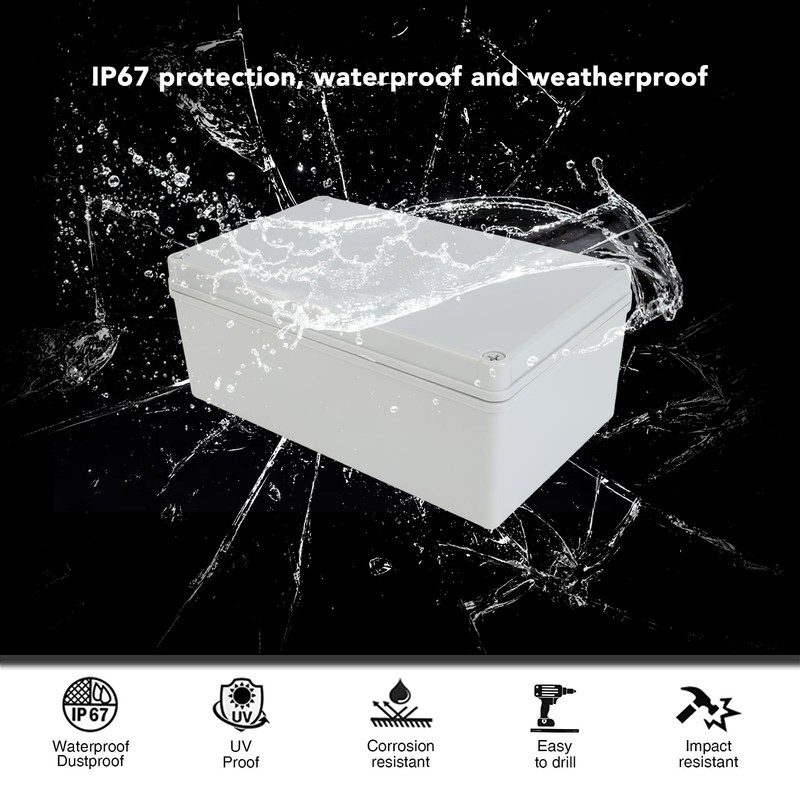 Power Junction Box with Mounting Plate ABS Plastic DIY Electrical