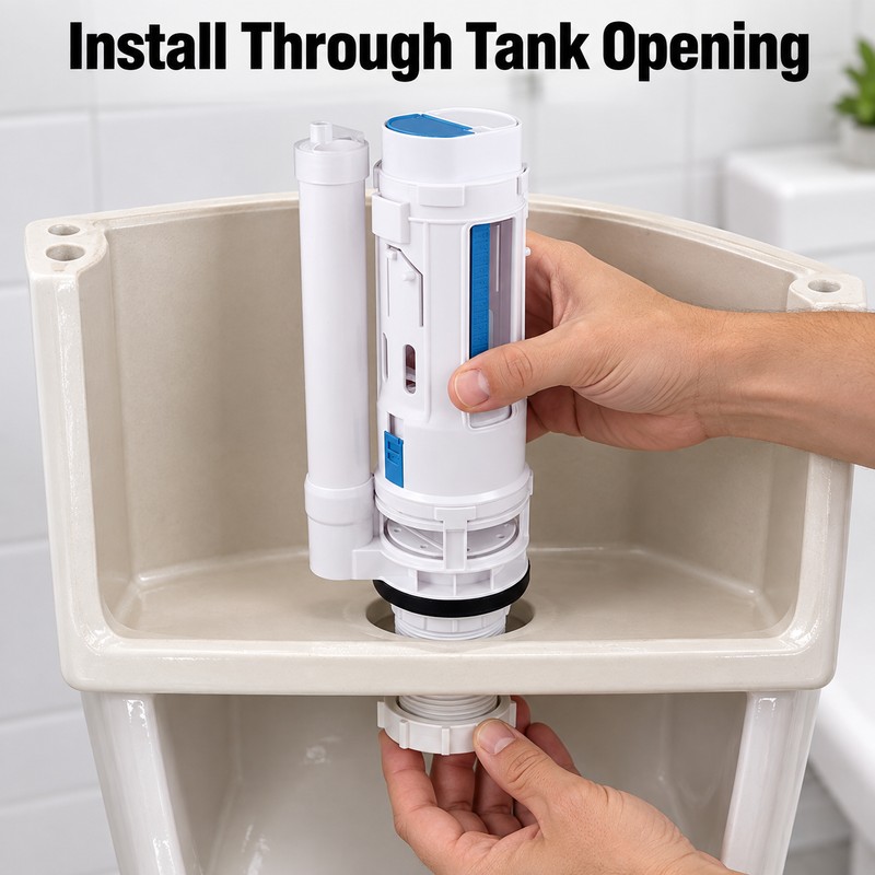 Dual Flush Toilet Tank Valve – Split Push Button Flush