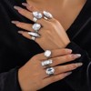 DZSYJKTM Sparkly Silver Chunky Crystal Rings Set for Women, Statement