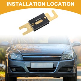 Partuto 1 Pcs 500A Universal ANL Fuse - Metal Plastic Gold Tone Black