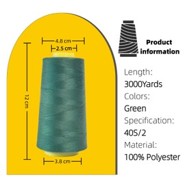 3000Yard Dark Green Sewing Thread,Polyester Sewing Machine Thread for Clothes,Knitting