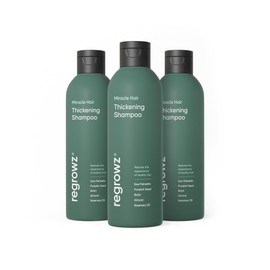 Regrowz Organic Hair Thickening Shampoo with Biotin & Rosemary Oil - 225ml - Pack of 3 - Natural Anti Hair Loss Treatment - Suitable for Men & Women