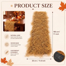 Fall Fake Thatch Hay Table Runner for Western Fall Party Decor