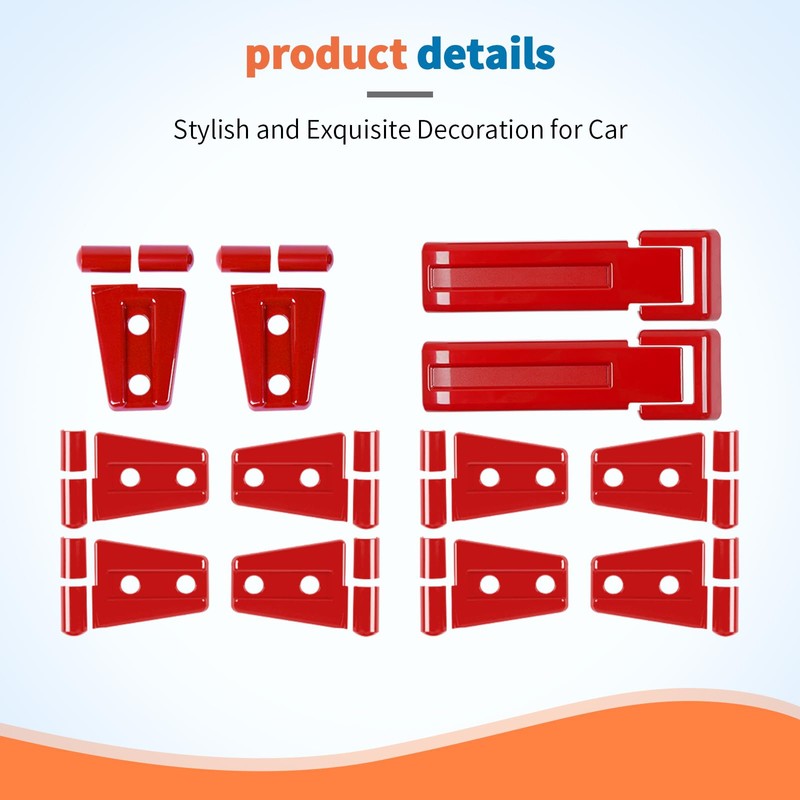 JeCar 12PCS Red Full Set Hinge Cover Trim Kit Fit
