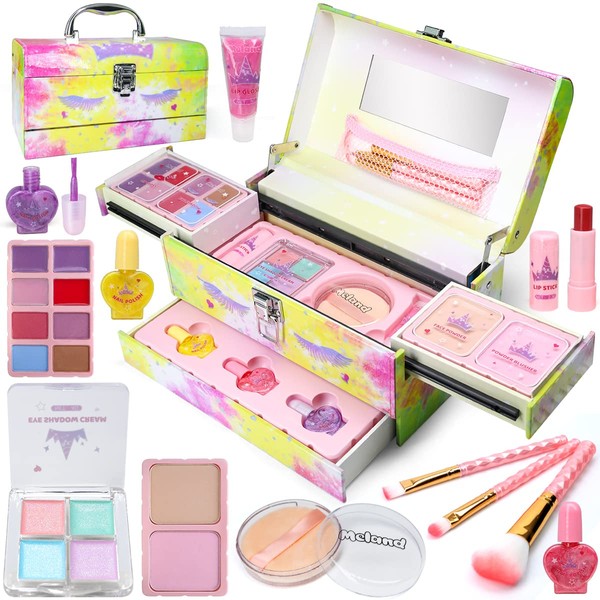 Meland Kids Makeup Kit for Girl, Washable Real Makeup for Kids, Little Girls Play Makeup Set, Toys for Girls Birthday Gifts for Age 3 4 5 6 7 8 9 10 11 12 Year Old