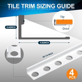 Blulu 4 Pcs Aluminum L-Shaped Tile Edging Trim Metal Tile Edging Trim Wall Corner Guard Protector with 90° Angle for Outer Corners Kitchen Countertops Decorations(White,3/8 in.)