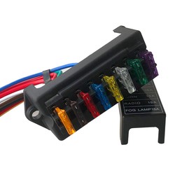 QitinDasen Premium 8 Way Car Blade Fuse Block Box, 2 Input 8 Output Standard Blade Fuse Holder, with Wire and 10Pcs Free Standard Blade Fuse, for Car Boat Marine Trike (12V / 24V / 32V / 48V)