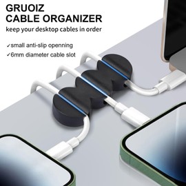 Gruoiz Cord Holder Cable Clips 16 Pack Black Self Adhesive Cord Clips Desk Wire Holder Cable Organizer Cord Management Cord Keepers for Charging Cords Wire Clips for Desk Home Office Car Nightstand