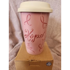 Longaberger Pottery Horizon of Hope Travel Cup with Lid New In Box