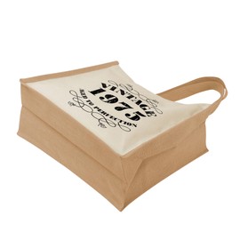 50th Birthday Tote Bag Gifts for Women - Cotton Jute Shoulder Bag, Reusable Bags for Shopping, Gift bags, Book Bag, Travel Bag, Shopper Bags - Vintage 1975 - NAT-L