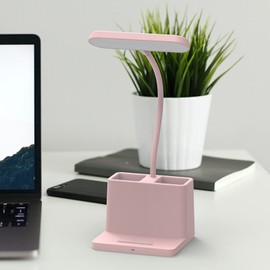 AXX Cute Desk Lamp, Pink Desk Light for Kids, Women, Teen Girls, LED Table Lamp for Bedroom Reading - Small, Rechargeable, Battery Operated, Adjustable - Office Accessories/College Essentials