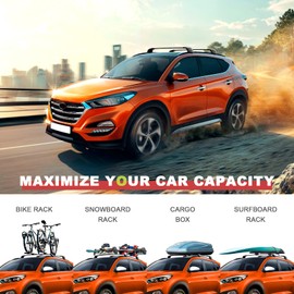 KINGGERI 260lbs Lockable Roof Rack Cross Bars Fit for Hyundai Tucson 2016-2021(with Flush ROOF Rails), Heavy Duty Anti-Theft Aluminum Roof Rails Crossbars Cargo Carrier Bag Black Skiboard Bike