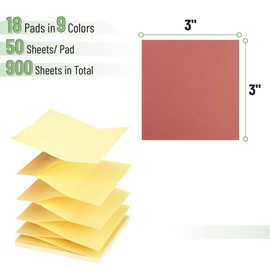 Mr. Pen- Pop Up Sticky Notes 3x3 Refills, 18 Pads, 900 Sheets, Vintage Colors, Self Adhesive Memo Pads for Dispensers, Perfect for Home, Office & School, Stocky Notes for Bible Journaling