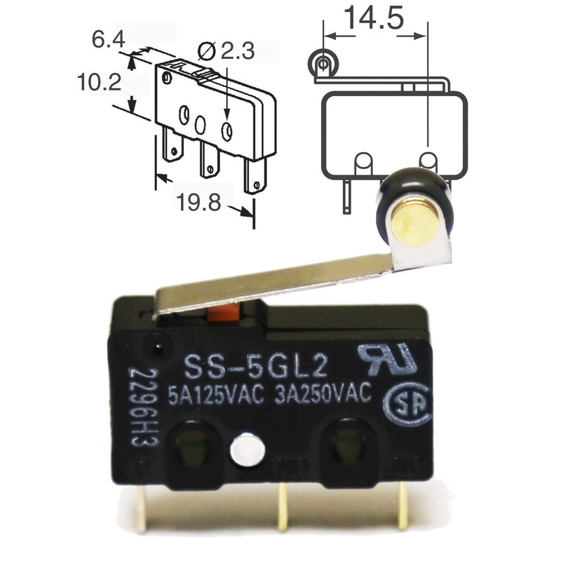 Switch Snap Action SS-5GL2 (Pack of 2) N.O./N.C. Single Pole,