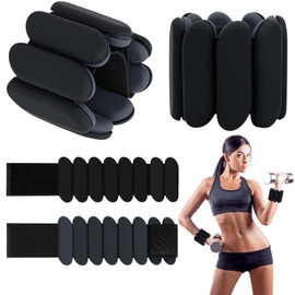 Wrist Weights Set of 2(1Lbs Each), Wearable Ankle Weights, Arm and Leg Weights for Women Men, Adjustable Bangles for Walking, Yoga, Swimming and Gym (Black)