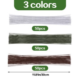 150 Pcs Floral Stem Wire, 22 Gauge WhiteGreenBrown Bouquet Stem, Bouquet Banquets, DIY Flower Crafts