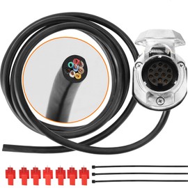 ETUKER 13-Pin Pre-Wired Towing Hitch Socket, Trailer Socket 13-Pin with 1.9 m Cable 8-Pin (138MZ)